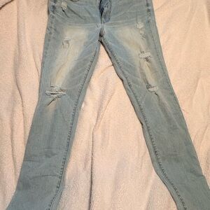 American Eagle Outfitters Light Blue Distressed Skinny Jeans